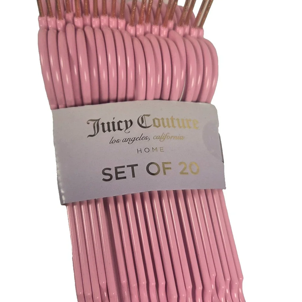 Juicy Couture Home Hangers Set of 20 Pink Heart Rose Gold Closet Space Saving